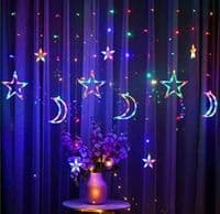 Star & moon led curtain string lights, eid & ramadan mubarak decoration for home