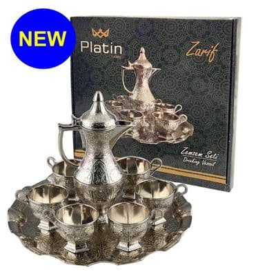 Turkish Zamzam set 6 people & tray silver coluor ideal decoration gift RRP £50