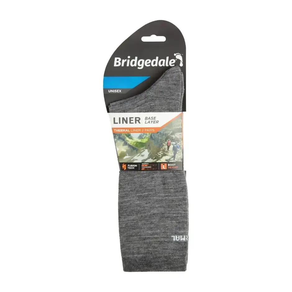 Bridgedale Base Layer Thermal Liner Boot Grey M Twin