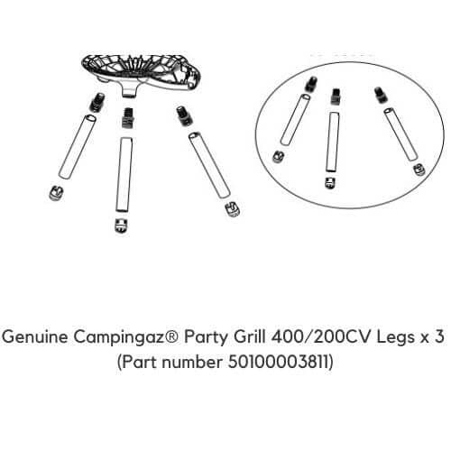 Campingaz® Adjustable Legs x 3 Party Grill 200/400CV (5010003811) s - Genuine Spare