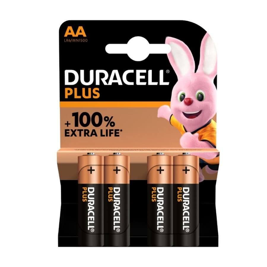 Duracell PLUS AA Batteries 4PK +100% Extra Life