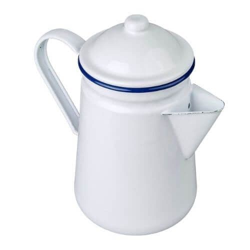 Enamel Coffee Pot Blue White 11cm