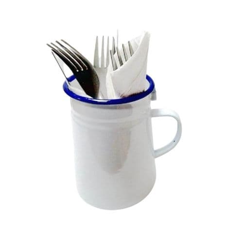 Enamel Cutlery Holder- Blue and White