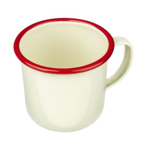 Enamel Espresso Mug Red & Cream Falcon Housewares
