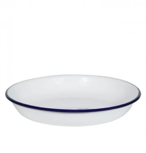 Enamel Pasta / Rice Plate 18cm Blue and White