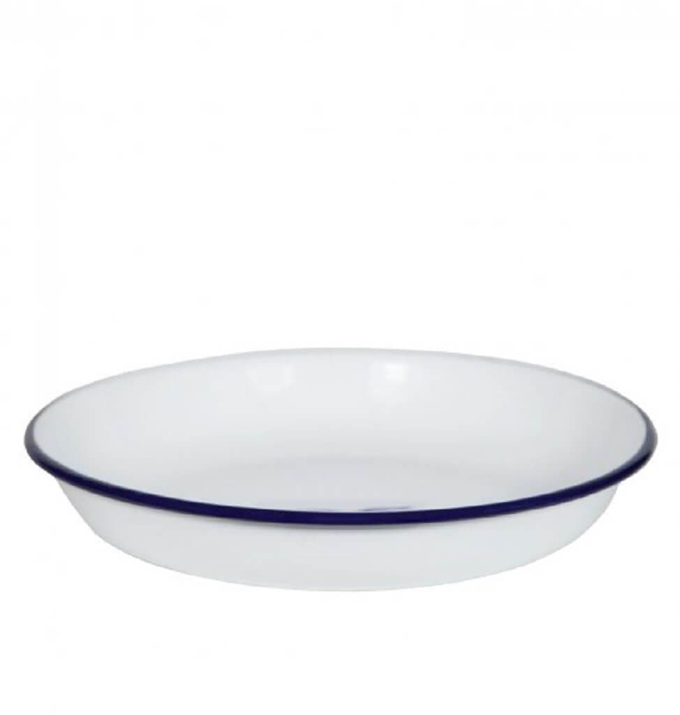 Blu Rice Plate Enamel Pasta / Rice Plate 24cm Blue and White Falcon