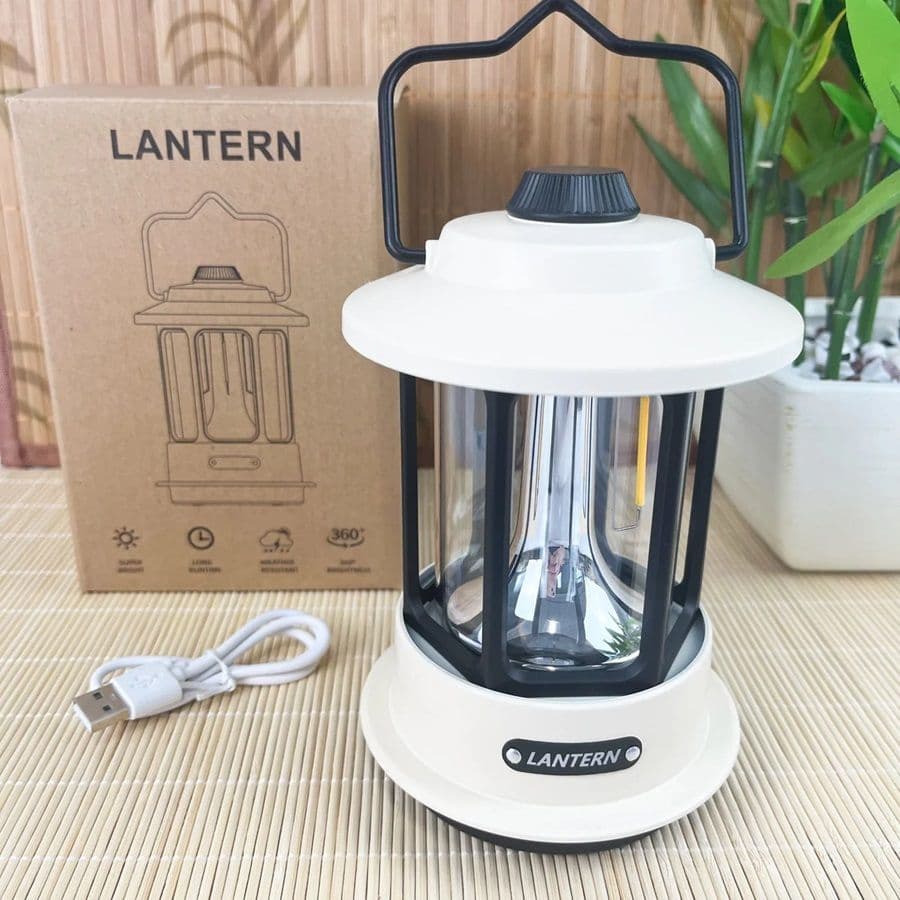 Lanterne LED Rechargeable For Hiking Companion – Vintage, Dimmable, Pour Camping Et Rando