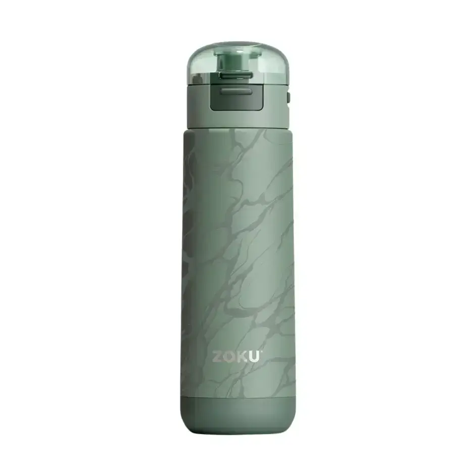 Zoku Stainless Steel Flip Top Sports Bottle - Green Marble