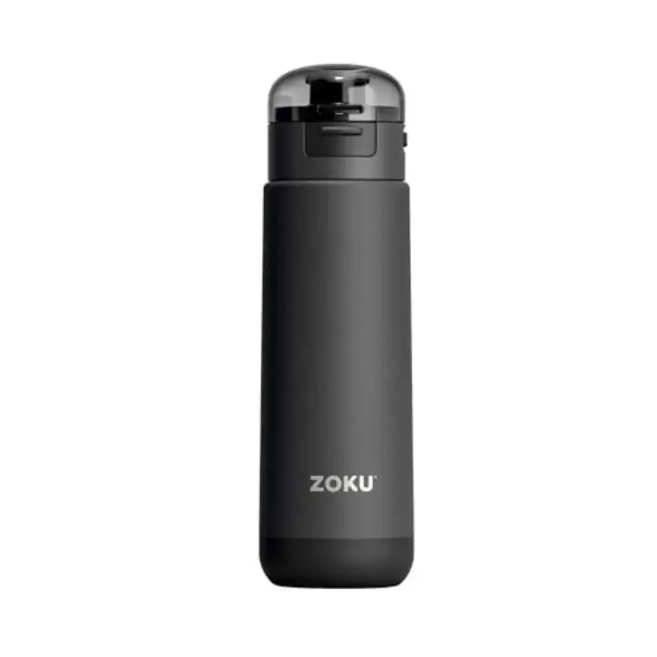 Zoku Stainless Steel Flip Top Sports Bottle - Grey Graphic