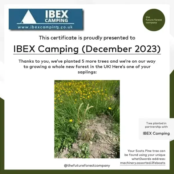IBEX Camping x The Future Forest Company December Tree Certificate