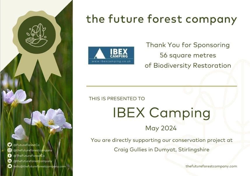 The Future Forest Company x IBEX camping May 2024 Biodiversity Certificate