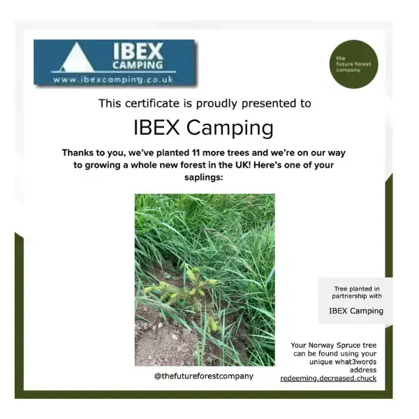 IBEX Camping x The Future Forest Company - January Tree Sponsorship Certificate