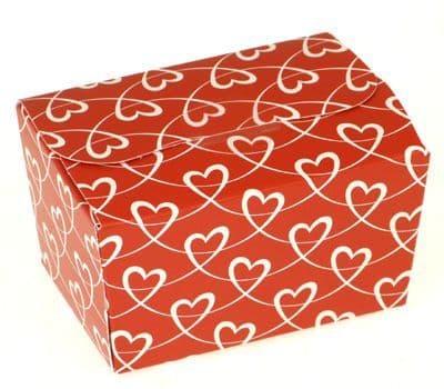Ballotin Box 125g: Red with White Entwined Hearts