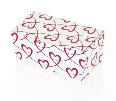 Ballotin Box 2 Choc: White with Red Entwined Hearts