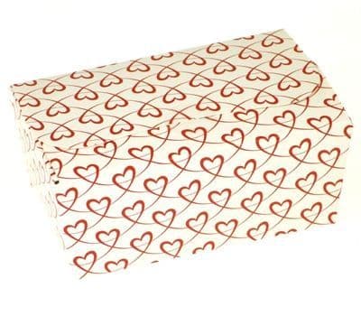 Ballotin Box 500g: White with Red Entwined Hearts