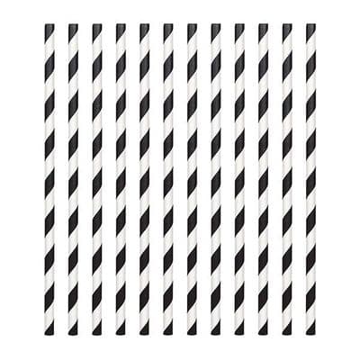 Candy Stripe Paper Straws Black (pack of 24)