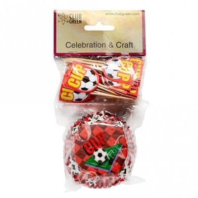 Club Green Cupcake Cases & Picks: Red Football Theme (pack of 50)