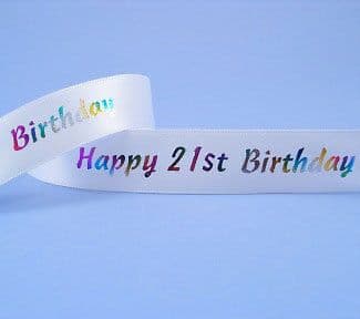 Club Green Ribbon 20mm Happy 21st Birthday