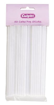 Culpitt Cake Pop Sticks: White, pack of 50, 155mm (6