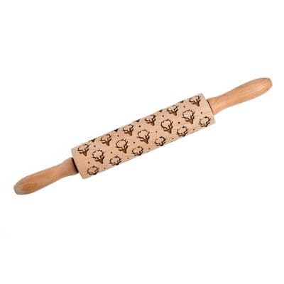 Eddingtons Etched Rolling Pin: Reindeer Head
