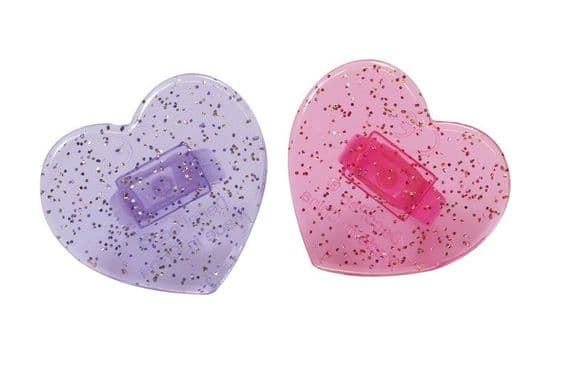 Pink & Purple Glitter Heart Cupcake Rings (set of 2)