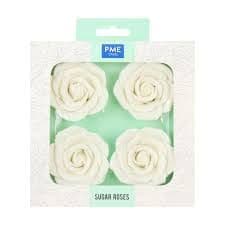 PME Edible Sugar Roses: White 62mm (box of 4)