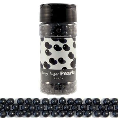 PME Large Sugar Pearls 90g: Black 7mm