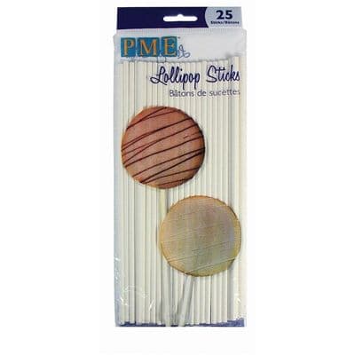 PME Paper Cake Pop & Lollipop Sticks: 200mm (pack of 25)