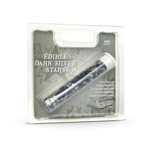 Rainbow Dust Edible Confetti Dark Silver Stars