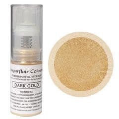 Sugarflair Powder Puff Edible Lustre Glitter Pump Spray 10g: Dark Gold