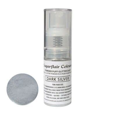 Sugarflair Powder Puff Edible Lustre Glitter Pump Spray 10g: Dark Silver