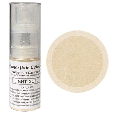 Sugarflair Powder Puff Edible Lustre Glitter Pump Spray 10g:  Light Gold