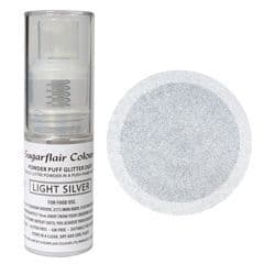 Sugarflair Powder Puff Edible Lustre Glitter Pump Spray 10g: Light Silver