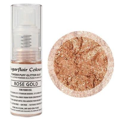 Sugarflair Powder Puff Edible Lustre Glitter Pump Spray 10g: Rose Gold