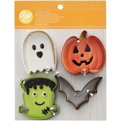 Wilton Cookie Cutter Set: Ghost, Pumpkin, Frankenstein & Bat