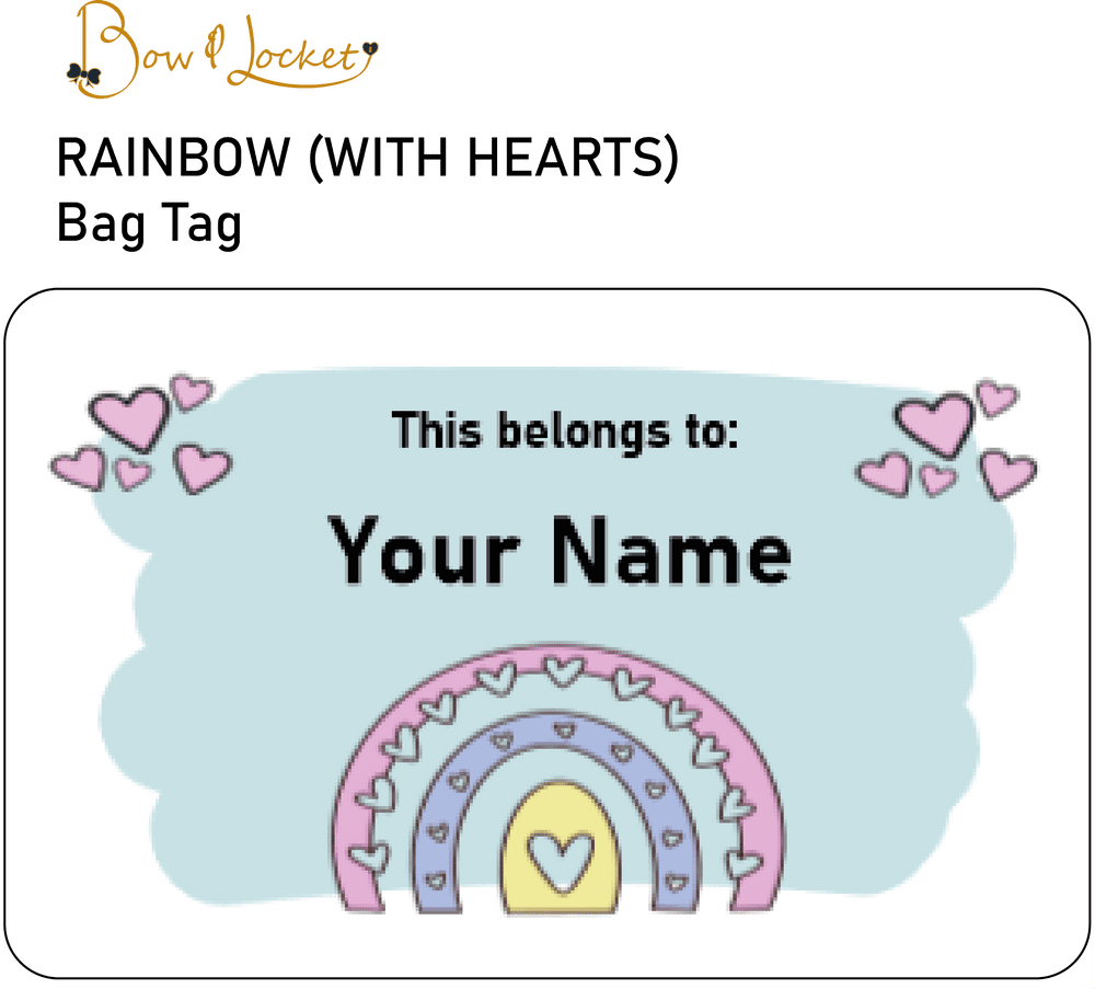 RAINBOW WITH HEARTS Bag Tag