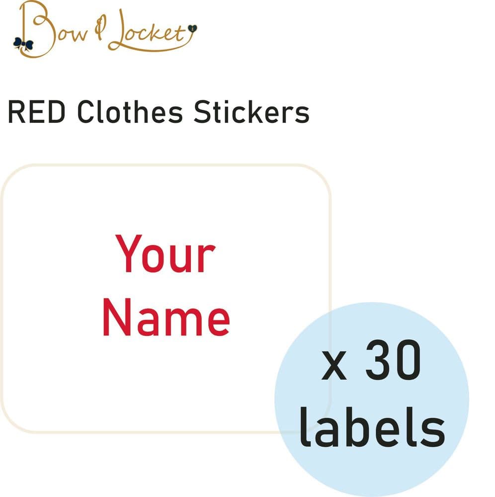 RED Clothing Name Label Stickers