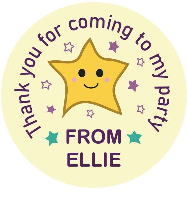 STAR Thank you Party Stickers