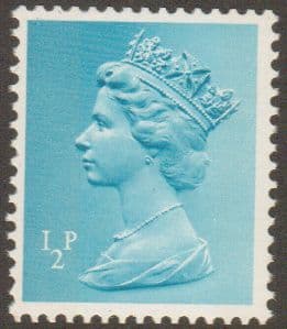 _X841  ½p Turquoise-Blue 2 Bands (X Number Machin Stamps)