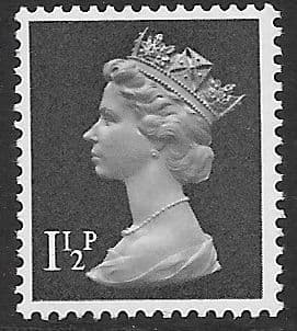 _X848y MISSING PHOSPHOR  1½d Black OCP-PVA (X Number Machin Stamps)