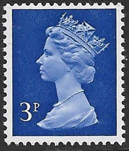 _X855y MISSING PHOSPHOR 3p Ultramarine FCP-DEX (X Number Machin Stamps)