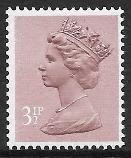 _X860y MISSING PHOSPHOR  3½pPurple-Brown FCP-DEX (X Number Machin Stamps)