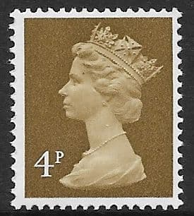 _X861y MISSING PHOSPHOR  4p Ochre-Brown OCP-PVA (X Number Machin Stamps)