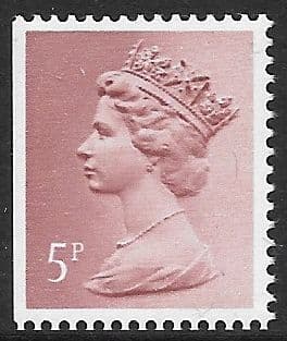 _X867y MISSING PHOSPHOR  5pClaret FCP-DEX (X Number Machin Stamps)