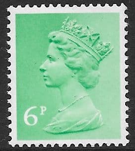 _X870y MISSING PHOSPHOR  6p Light Emerald OCP-PVA (X Number Machin Stamps)