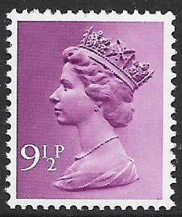 _X884y MISSING PHOSPHOR  9½p Purple  FCP-DEX (X Number Machin Stamps)