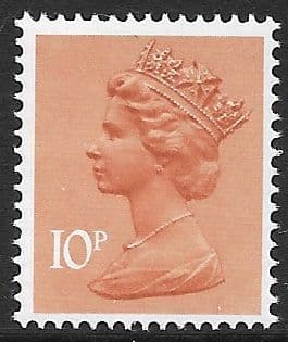 _X886y MISSING PHOSPHOR  10p Orange-Brown   FCP-DEX (X Number Machin Stamps)