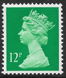 _X896y MISSING PHOSPHOR  12p Bright Emerald  FCP-DEX (X Number Machin Stamps)