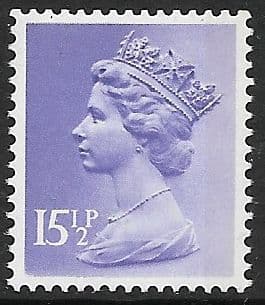 _X907 (var) U237d Right Band Error 15½p Pale Violet (X Number Machin Stamps)
