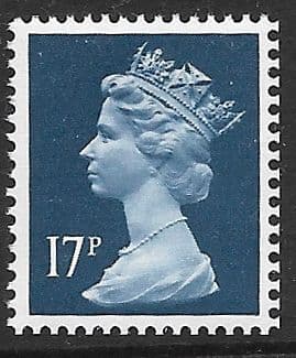 _X911ay MISSING PHOSPHOR  17p Deep Blue  ( FCP-DEX)  (X Number Machin Stamps)